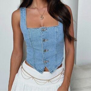 Denim Button-Up Women's Top